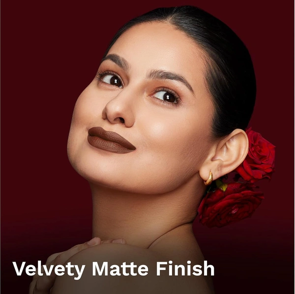 Pilgrim Matte Bullet Lipstick (Chocolate Tease 32)|Rich Chocolate Shade |Velvety Matte Finish | Transferproof, Smudgeproof | Long-Lasting & Comfortable for All-Day Wear