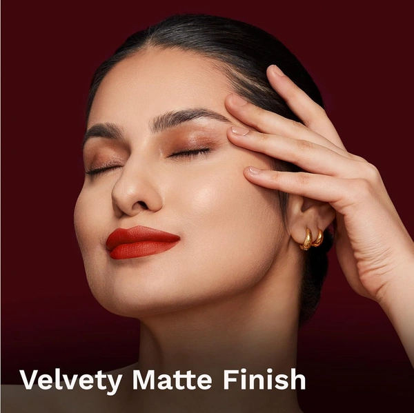 Pilgrim Matte Bullet Lipstick (Flamin' Red 21)|Bold & Vibrant Red | Long-Lasting Matte Finish | Hydrating with Spanish Squalane | SPF 30 Protection, Smudge-Resistant