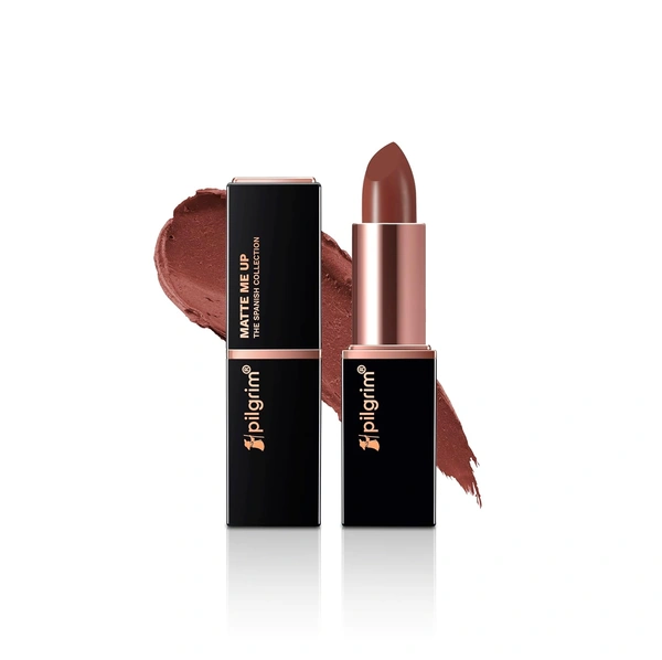 Pilgrim Matte Bullet Lipstick (Mocha Bliss 04), Rich Mocha Brown | Long-Lasting Matte Finish | Hydrating with Squalane | SPF 30 Protection | Smudge-Resistant & Vegan