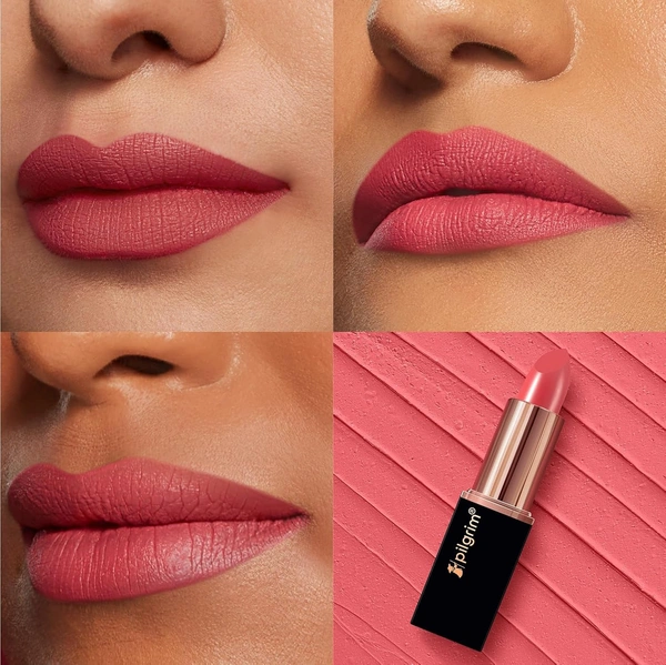 Pilgrim Matte Bullet Lipstick (Pink Hotness 12), Vibrant Hot Pink | Long-Lasting & Valvet Matte Finish | Hydrating with Squalane | SPF 30 Protection | Smudge-Resistant & Vegan