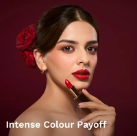 Pilgrim Matte Bullet Lipstick (Ruby Revolt 25) | Bold Ruby Red |Long-Lasting Matte Finish | Hydrating with Squalane| SPF 30 Protection| Smudge-Resistant & Vegan