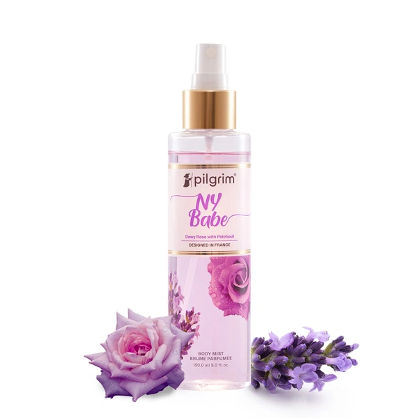 Pilgrim NY Babe Body Mist - 150 ml | With Dewy Rose & Bold Patchouli | Long-Lasting | Body Mist for Women | Romance perfume for women | Elegant fragrance | Designed in France
