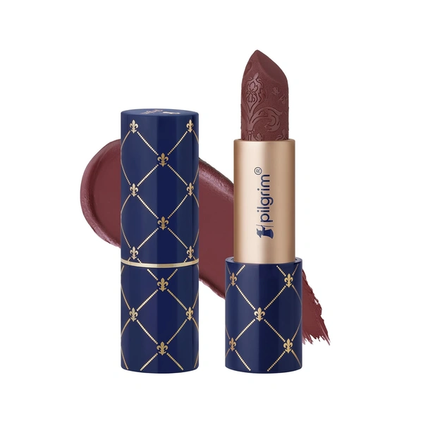 Pilgrim Oh So Creme Bullet Lipstick with Nude Caf�-02 Shade | Silky Matte Finish & Highly Pigmented | Long Lasting & Smooth Glide | Lightweight Formula with French Grape Seed Oil
