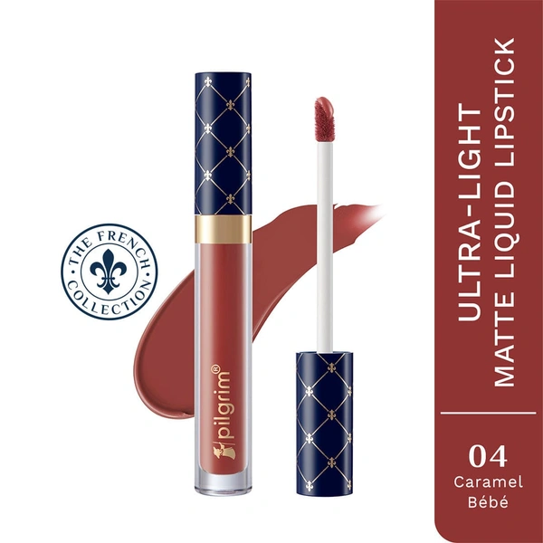Pilgrim Oh So Creme Lipstick 04 Caramel Bebe | Ultra Light Highly Pigmented & Matte Liquid Lipstick | Long-Lasting, Smudge-Proof, Transfer-Resistant | Comfortable Wear for All Day Perfection