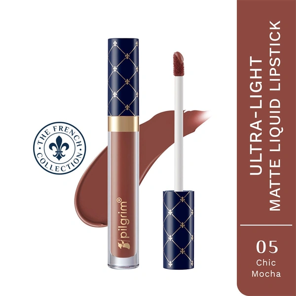 Pilgrim Oh So Creme Lipstick 05 Chic Mocha | Ultra Light Highly Pigmented & Matte Liquid Lipstick | Long-Lasting, Smudge-Proof, Transfer-Resistant | Comfortable Wear for All Day Perfection