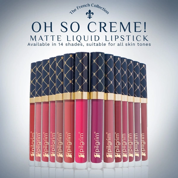 Pilgrim Oh So Creme Lipstick 14 Wine Seduction | Ultra Light Highly Pigmented & Matte Liquid Lipstick | Long-Lasting, Smudge-Proof, Transfer-Resistant | Comfortable Wear for All Day Perfection