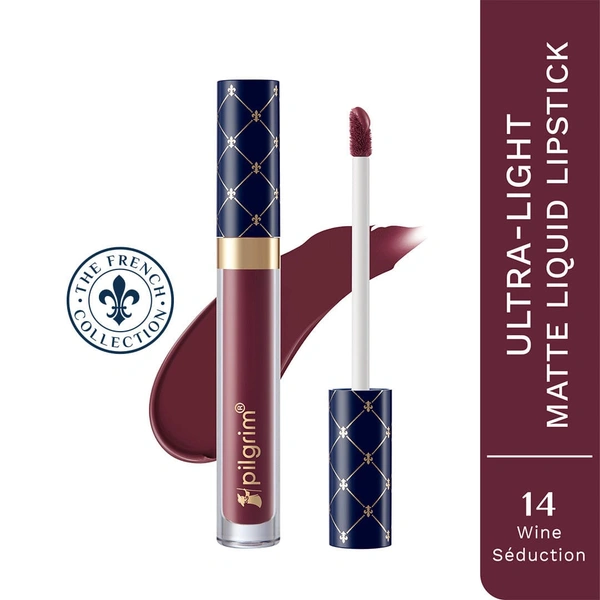 Pilgrim Oh So Creme Lipstick 14 Wine Seduction | Ultra Light Highly Pigmented & Matte Liquid Lipstick | Long-Lasting, Smudge-Proof, Transfer-Resistant | Comfortable Wear for All Day Perfection