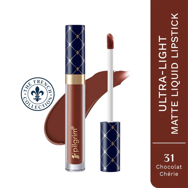 Pilgrim Oh So Creme Lipstick 31 Chocolat Cherie | Ultra Light Highly Pigmented & Matte Liquid Lipstick | Long-Lasting, Smudge-Proof, Transfer-Resistant | Comfortable Wear for All Day Perfection