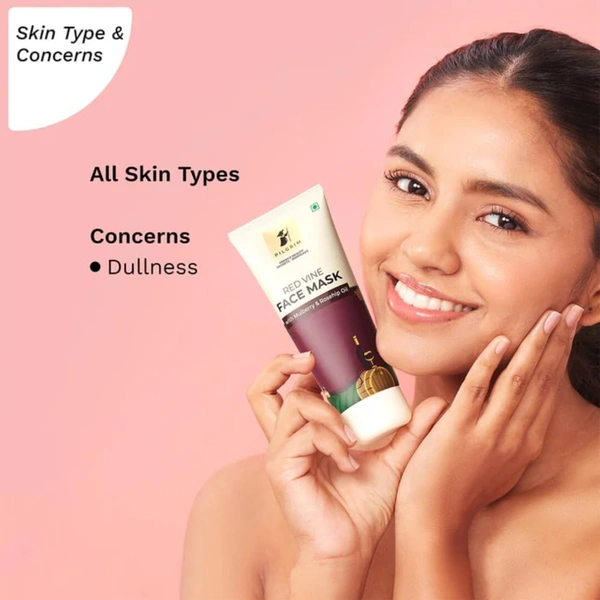 Pilgrim Red Vine Face Mask -100g | with Mulberry Extracts & Rosehip Oil | Blackheads Removal | Reduces Pigmentation | Hydrating Face Mask | Oil Control | Radiant complexion | Brightens & Rejuvenates | Nourishes Skin | For All Skin Types