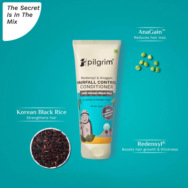 Pilgrim Redensyl & Anagain Hairfall Control Conditioner 200ml | Reduces Hair Fall, Strengthens Hair, and Restores Natural Shine for Fuller, Healthier Hair.