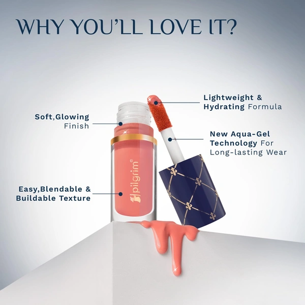 Pilgrim Rosy Delight Liquid Serum Blush Strawberry Mouss�-05 | Dewy Radiant Finish | Highly Pigmented Lightweight Serum Formula | Long Lasting Buildable Smooth BlendFrench Grape Seed Oil Infused