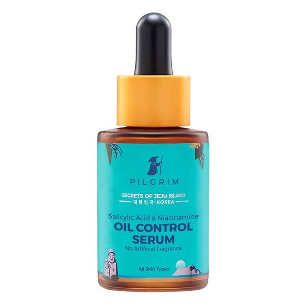 Pilgrim Oil Control Serum with Salicylic Acid & Niacinamide, 30ml | Controls Sebum, Reduces Acne, and Improves Skin Texture for a Matte Finish.