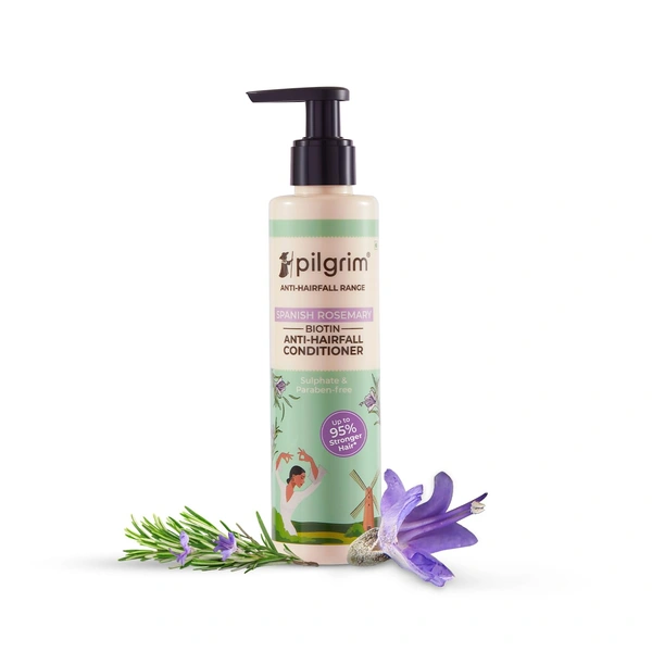 Pilgrim Spanish Rosemary & Biotin Anti-Hairfall Conditioner 200ml | Reduces Hair Fall, Strengthens Strands, and Leaves Hair Smooth and Manageable.