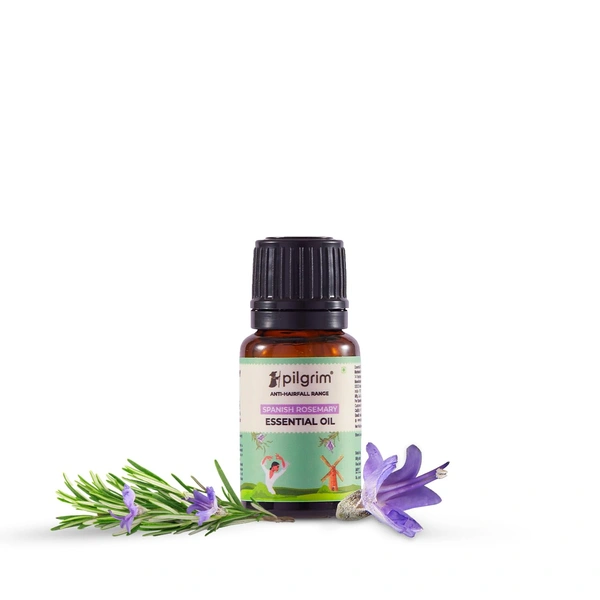 Pilgrim Spanish Rosemary Essential Oil - 10ml | Rosemary essential oil for hair growth | Improves Scalp Health | Reduces Hair Fall | Strengthens Hair | Chemical Free | For All Hair Types
