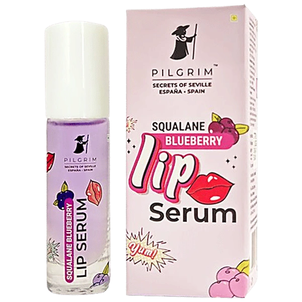 Pilgrim Squalane Blueberry Roll-On Lip Serum - 6ml | Shea Butter & Pomegranate| Hydrate & Nourish Lips | Moisturize & Protect Lips | Soft, Smooth & Nourished Lips | For Plump & Soft Lips | Paraben-free | Refreshing Lip