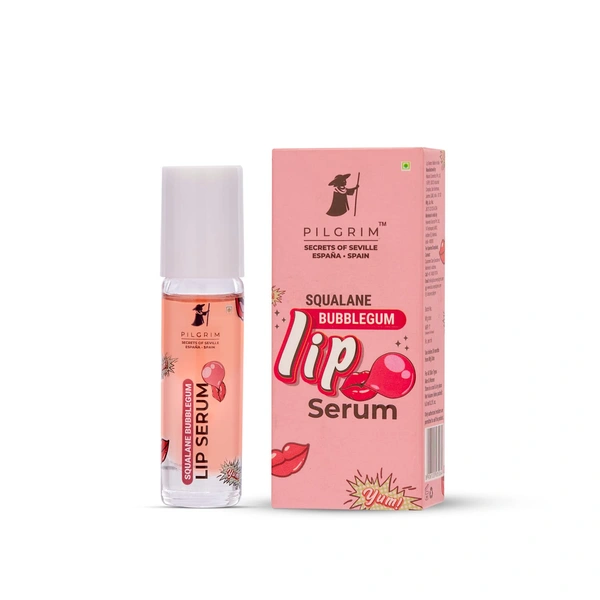 Pilgrim Squalane Bubblegum Roll-On Lip Serum - 6ml | Shea Butter & Pomegranate| Deeply Hydrates, Nourishes & Protects Lips | For Smooth & Chapped Lips | Moisturizing Lips | Lip Balm For Soft & Plump Lips | Paraben-free