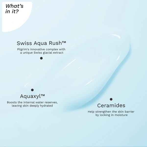 Pilgrim Swiss Aqua Rush Overnight Hydrating Cream - 50g | With Aquaxyl & Ceramides | Overnight Intense Hydration | Deep Moisture & Skin Barrier Repair | Lightweight, Non-Greasy | For All Skin Types