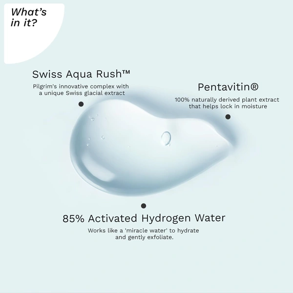 Pilgrim Swiss Aqua Rush Peeling Gel 30g | With Pentavitin & 85% Activated Hydrogen Water | Deep Hydration | Smooth & Soft Skin | Brightening Exfoliating Gel | Fresh & Radiant Skin | Suitable for Sensitive Skin Types