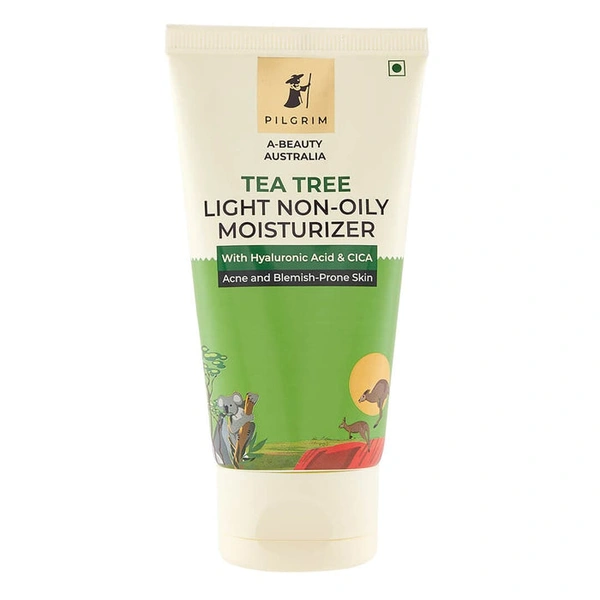 Pilgrim Moisturizer Tea Tree Light Non-Oily, 80.0gm | Soothes Skin, Controls Oil, and Hydrates Without Clogging Pores for a Fresh, Matte Look.