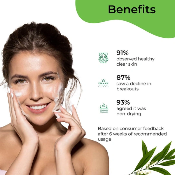 Pilgrim Foaming Face Wash Tea Tree Purifying, 120ml | Deep Cleanses, Fights Acne, and Soothes Skin with Purifying Tea Tree for a Fresh, Clear Complexion.