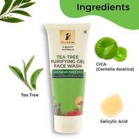 Pilgrim Tea Tree Purifying Gel Face Wash, 100ml | Clears Impurities, Reduces Acne, and Soothes Skin for a Clean, Fresh Feel.