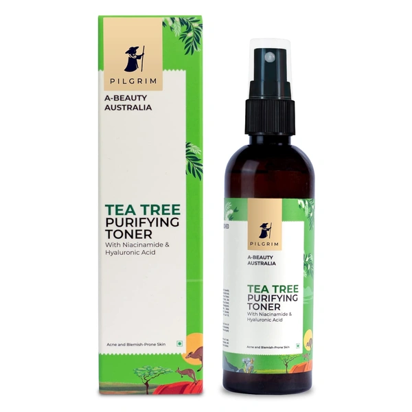 Pilgrim Tea Tree Purifying Toner - 100ml | With Niacinamide & Hyaluronic Acid | Pore-Minimizing Toner | Smooth Skin | Helping to Reduce Acne, Pores | Pore Cleansing & Glowing Skin | Toner for Oily Skin, Acne & Blemish Prone Skin