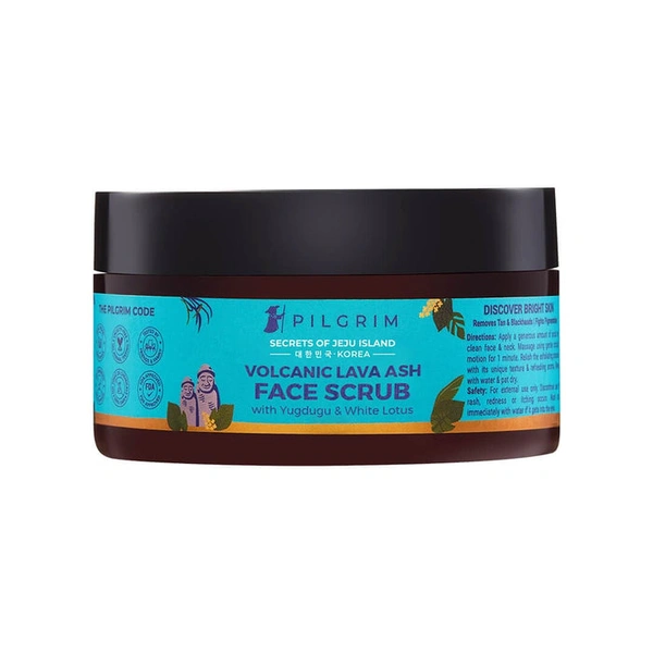 Pilgrim Volcanic Lava Ash Face Scrub with Yugdugu & White Lotus, 100gm | Exfoliates, Detoxifies, and Revitalizes Skin for a Smooth, Radiant Glow.