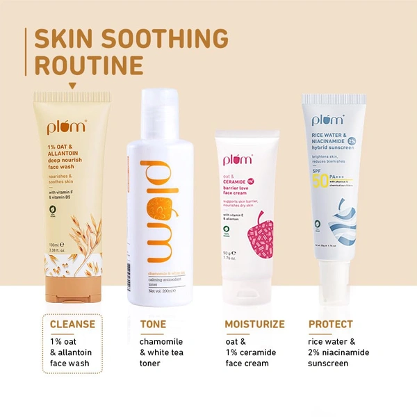 Plum 1% Oat & Allantoin Deep Nourish Face Wash 100ml | For Dry & Sensitive Skin | With Vitamin B5 & F | Gentle, Non-Drying Cleanser | Restores Skin Barrier | Vegan