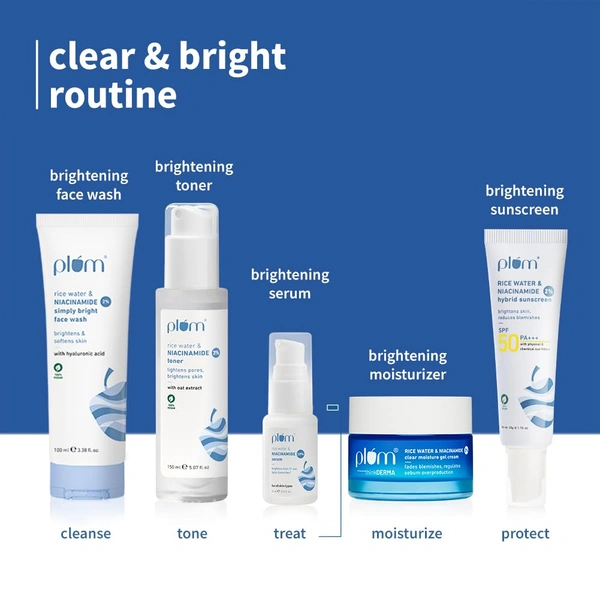 Plum 10% Niacinamide Serum with Rice Water 15ml | Brightening, Clear & Glowing Skin | Anti-Acne & Oil Control Serum for Acne-Prone, Oily, Combination & Sensitive Skin