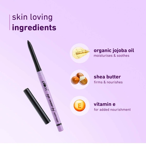 Plum Eye-Swear-By Kajal 0.35g Combo Pack Deep Black pack of 2 | Creamy Smooth, Waterproof & Smudge-Proof | 12hr Long-Lasting Twist-Up Kajal Pencil | Enriched with Vitamin E | 100% Vegan & Cruelty-Free