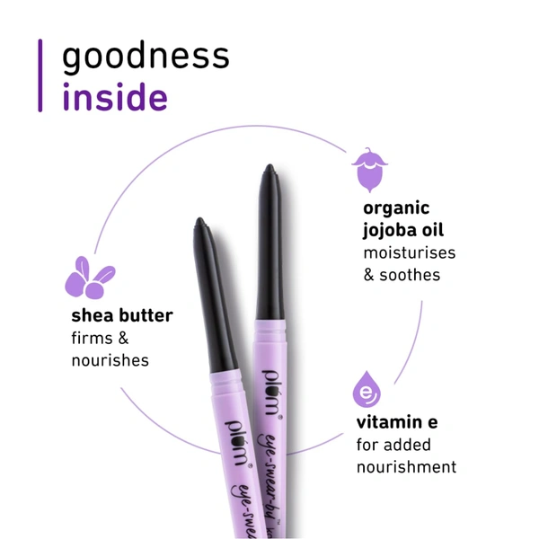 Plum Eye-Swear-By Kajal 0.35g Deep Black | Creamy Smooth, Waterproof & Smudge-Proof | 12hr Long-Lasting Twist-Up Kajal Pencil | Enriched with Vitamin E | 100% Vegan & Cruelty-Free