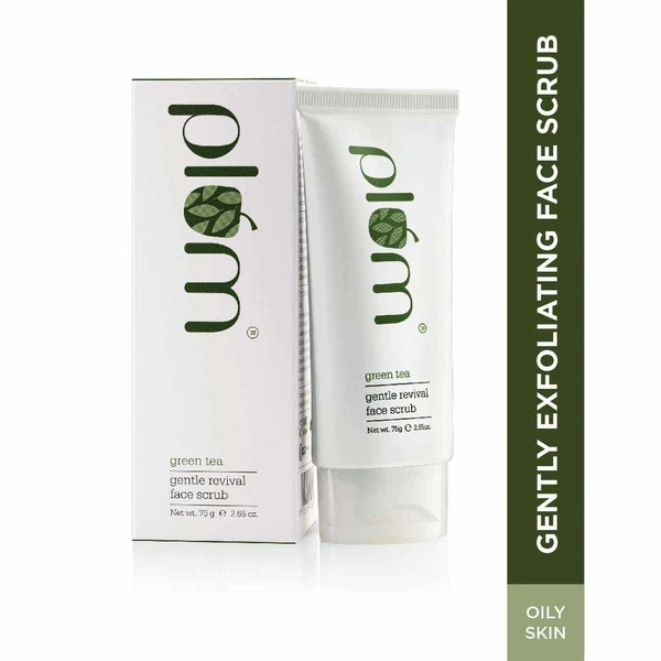 Plum Green Tea Gentle Revival Face Scrub 75g | Blackhead Removal & Exfoliation | Enriched with Green Tea Extracts | For Oily & Acne-Prone Skin | 100% Vegan & Paraben-Free