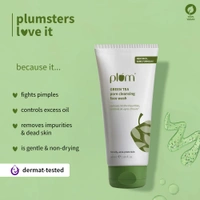 Plum Green Tea Pore Cleansing Face Wash 50ml | With Glycolic Acid | Fights Pimples & Controls Excess Oil | Gentle Exfoliating, Non-Drying | For Oily, Acne-Prone & Combination Skin | Vegan | Women & Men