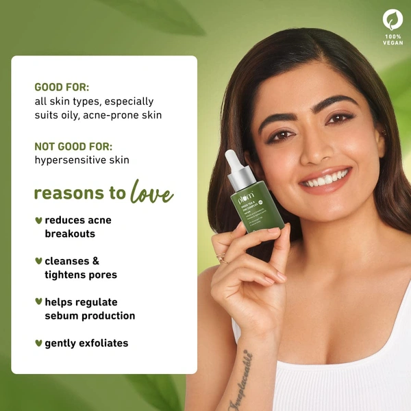 Plum Green Tea & Zinc Complex 3% Serum 30ml | Fights Pimples & Controls Oil | With Acnacidol� BG & Natural AHAs | Tightens Pores & Gently Exfoliates