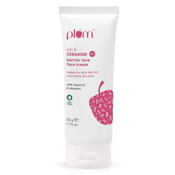 Plum Oat & 1% Ceramide Barrier Love Face Cream 50g | Repairs & Strengthens Skin Barrier | With Vitamin E & Allantoin | Moisturizer for Normal & Dry Skin | Unisex