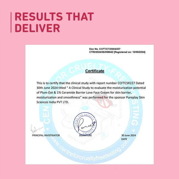 Plum Oat & 1% Ceramide Barrier Love Face Cream 50g | Repairs & Strengthens Skin Barrier | With Vitamin E & Allantoin | Moisturizer for Normal & Dry Skin | Unisex