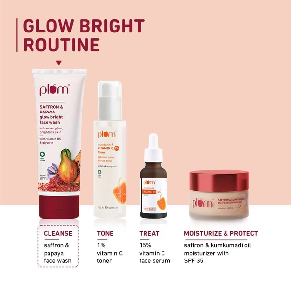 Plum Saffron & Papaya Glow Face Wash 100ml | With Vitamin B5 | Boosts Glow & Brightens Skin | Gentle, Non-Drying Gel Cleanser | For Women & Men | All Skin Types | Vegan