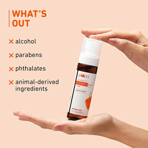 Plum Vitamin C Face Toner 100ml | With Mandarin & Kakadu | Alcohol-Free | Brightens & Reduces Pigmentation | For Glowing Skin | For Oily, Combination, Acne-Prone, Dry, Normal & Sensitive Skin | Women & Men | Vegan