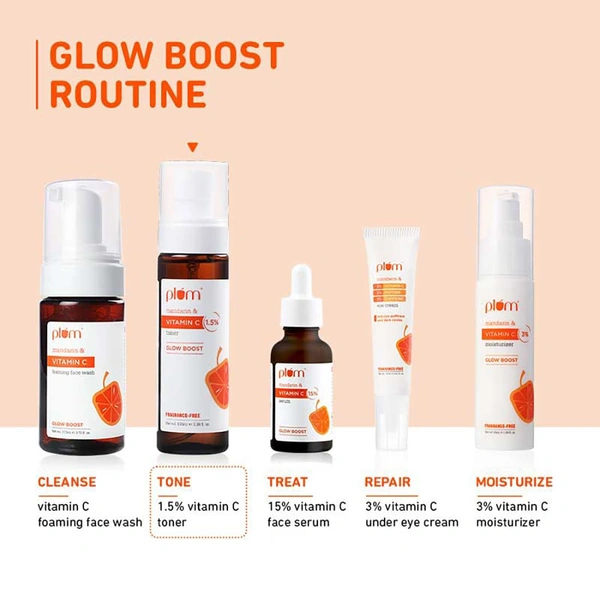 Plum Vitamin C Face Toner 100ml | With Mandarin & Kakadu | Alcohol-Free | Brightens & Reduces Pigmentation | For Glowing Skin | For Oily, Combination, Acne-Prone, Dry, Normal & Sensitive Skin | Women & Men | Vegan