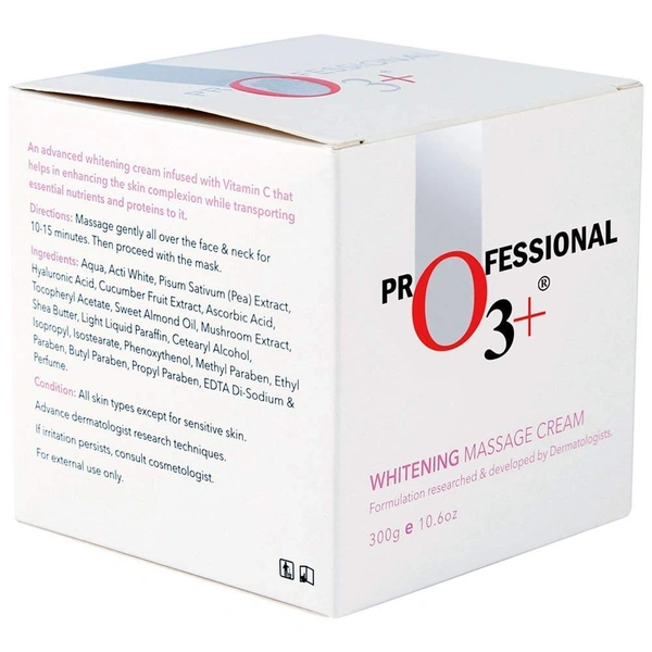 O3+ Professional Professional O3+ Skin Care Whitening Massage Cream | Brighten and Nourish Your Skin | Even Skin Tone & Smooth, Glowing Complexion | Deep Hydration & Radiance | 300g
