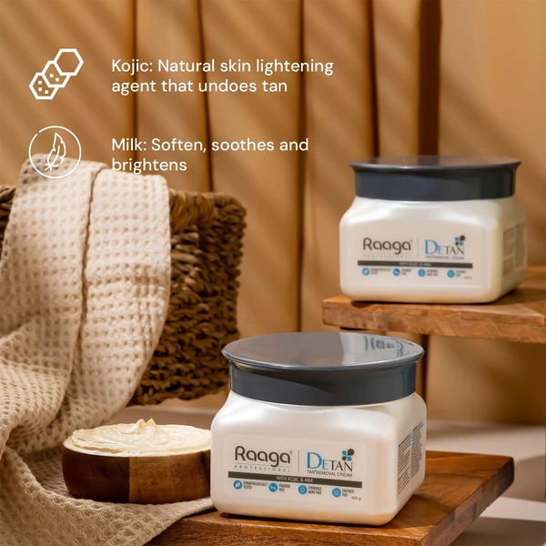 Raaga Professional De-Tan Pack | Salon-Grade Tan Removal Cream | Skin Brightening | Dermatologically Tested | Sulphate Free | 500g
