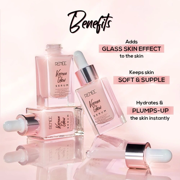 Renee Korean Glow Serum 15ml | Glass Skin Effect | Lightweight | Enriched with Moringa Extracts | Non Greasy, Hydrates | Moisturizing Serum for Even Skin Tone | Youthful glow | Glowing Complexion & Skin Repair |