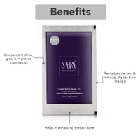 Sara 6 Step Diamond Facial Kit- 62g | Infused with Aloe Vera & Cucumber Fruit Extract | Glowing & Brightening Skin | Tan Removal | Anti-Dullness Facial | For all Skin Types