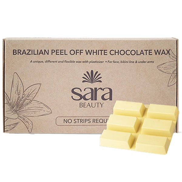 Sara Beauty Brazilian Peel-Off White Chocolate Wax | Smooth, Painless Hair Removal | for Face, Under Arms & Intimate Hair Removal | No Strips Required | 500g