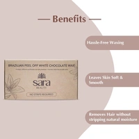 Sara Beauty Brazilian Peel-Off White Chocolate Wax | Smooth, Painless Hair Removal | for Face, Under Arms & Intimate Hair Removal | No Strips Required | 500g