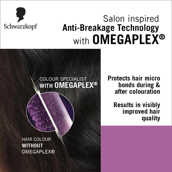 Schwarzkopf Colour Specialist 1.0 Opulent Black Permanent Hair Colour 100ml with Omegaplex & Hyaluronic Acid | 100% Grey Coverage | Anti-Breakage Care | Vibrant Nourished Shine