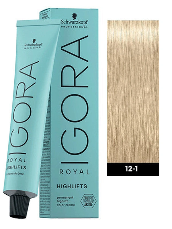 Schwarzkopf Igora Royal Highlifts 12-1 Special Blonde Cendre Permanent Hair Color Tube 60ml for Cool Blonde Shades| High Lift Formula with Bond Protection