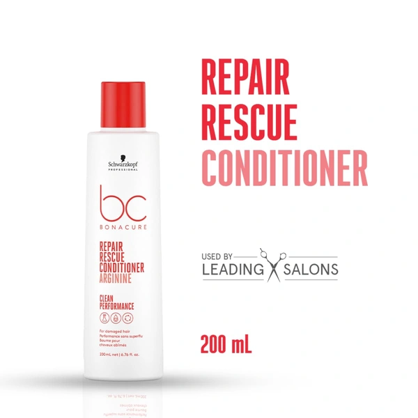 Schwarzkopf Professional Bonacure Repair Rescue Conditioner with Arginine | for Healthy, Strong Hair | Repair & Strengthen Damaged Hair | Reduce Hair Breakage | leaving hair soft and manageable | 200ml
