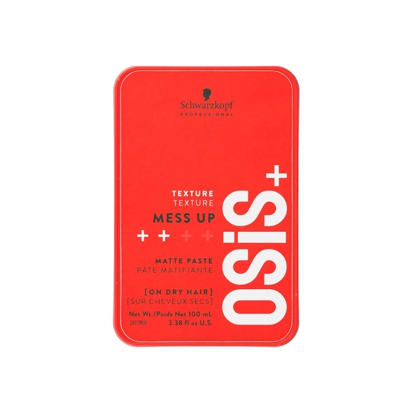 Schwarzkopf Professional OSiS+ Mess Up Matte Paste 100ml | Vegan, Medium Hold, Dry & Non-Greasy | Easy to Apply & Wash | Matte Finish Hair Pomade for Effortless Styling