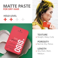Schwarzkopf Professional OSiS+ Mess Up Matte Paste 100ml | Vegan, Medium Hold, Dry & Non-Greasy | Easy to Apply & Wash | Matte Finish Hair Pomade for Effortless Styling